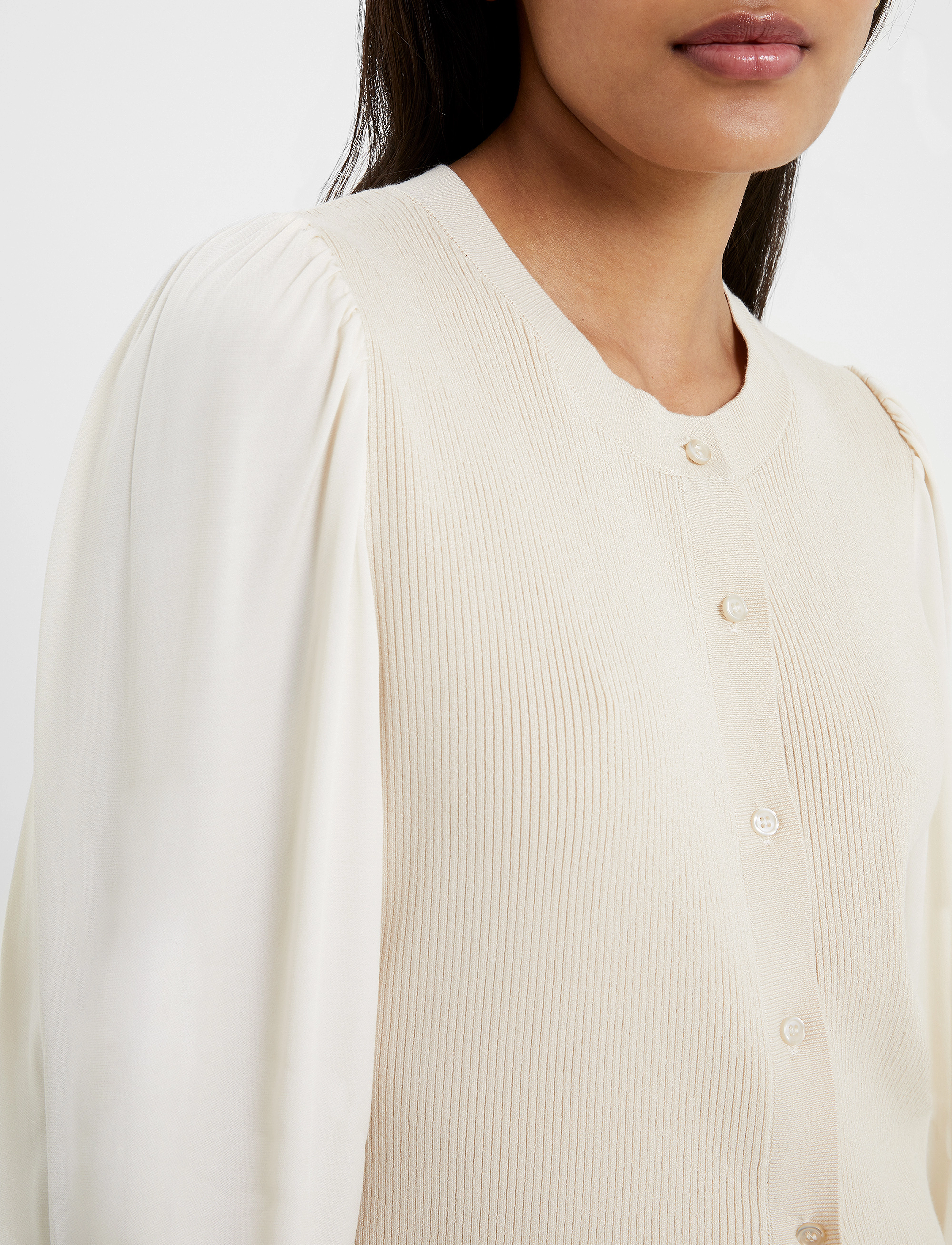 French Connection - KRISTA MIX L/S CARDIGAN - classic cream - 4