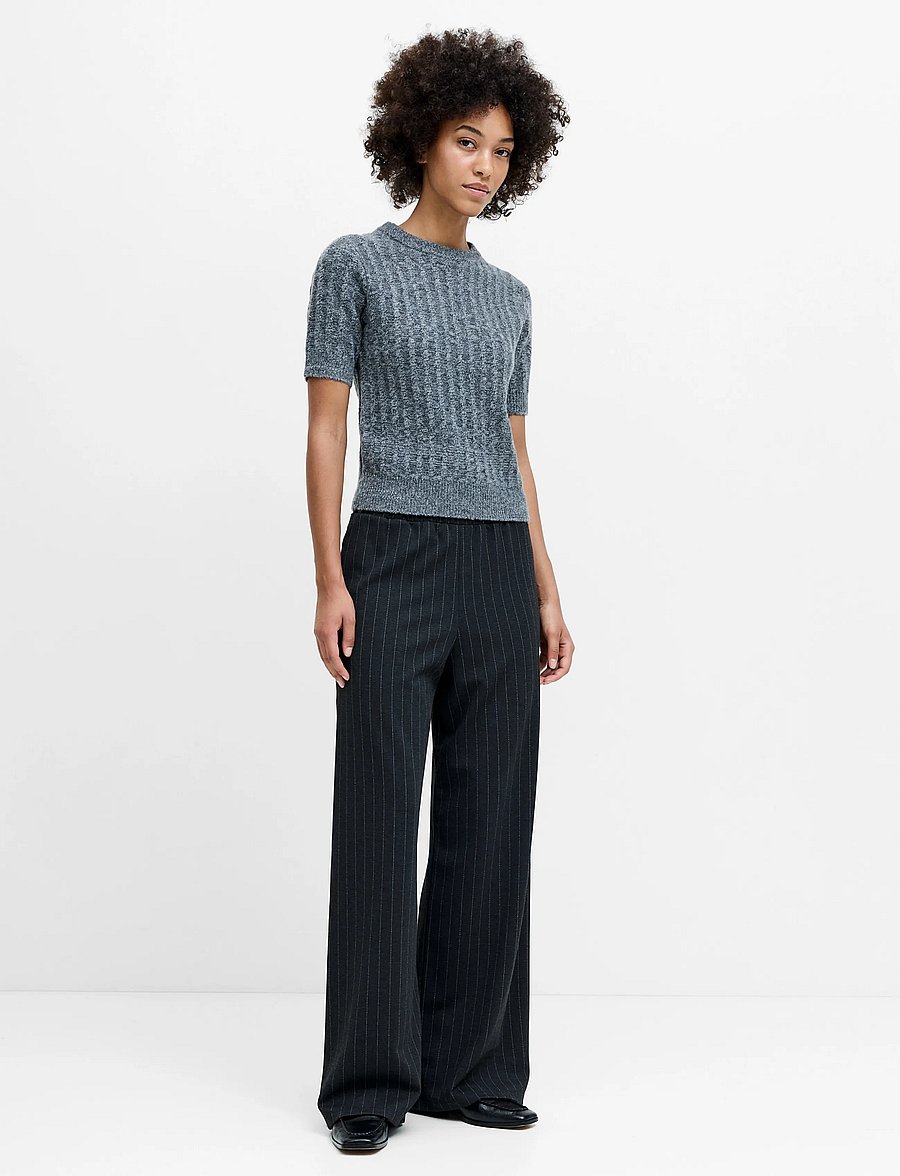 French Connection - KEZIA TWIST SHORT SLEEVE JUMPER - striktrøjer - mid grey - 0