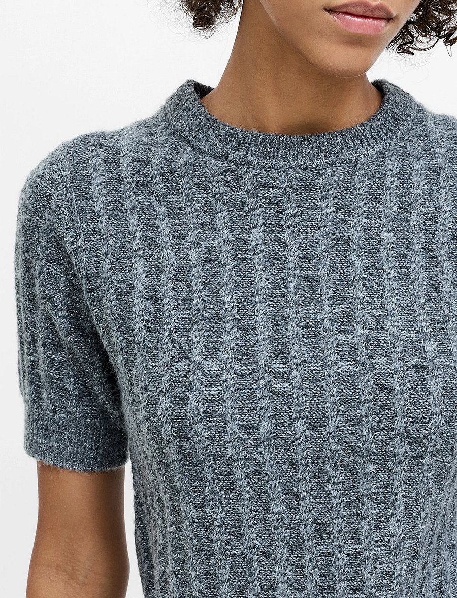 French Connection - KEZIA TWIST SHORT SLEEVE JUMPER - striktrøjer - mid grey - 2