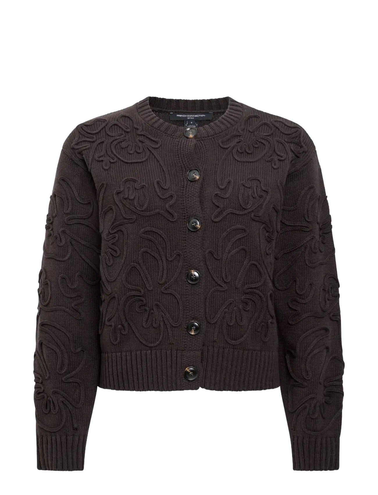 French Connection VARLI FLORAL DRAWING CARDIGAN - Kardiganid - MOCHA BROWN / brown