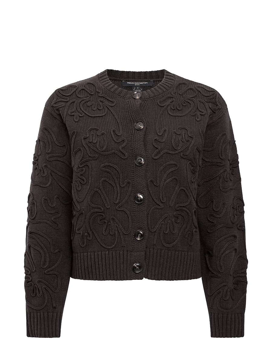 French Connection - VARLI FLORAL DRAWING CARDIGAN - mocha brown - 1