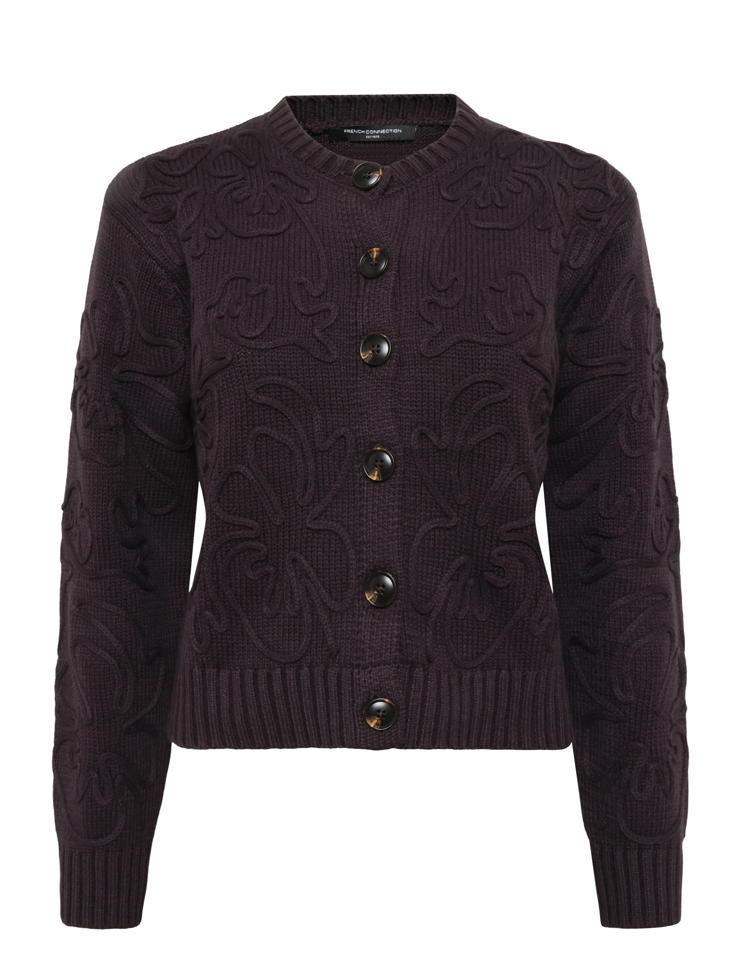 French Connection VARLI FLORAL DRAWING CARDIGAN - Cardigans - MOCHA BROWN / brown
