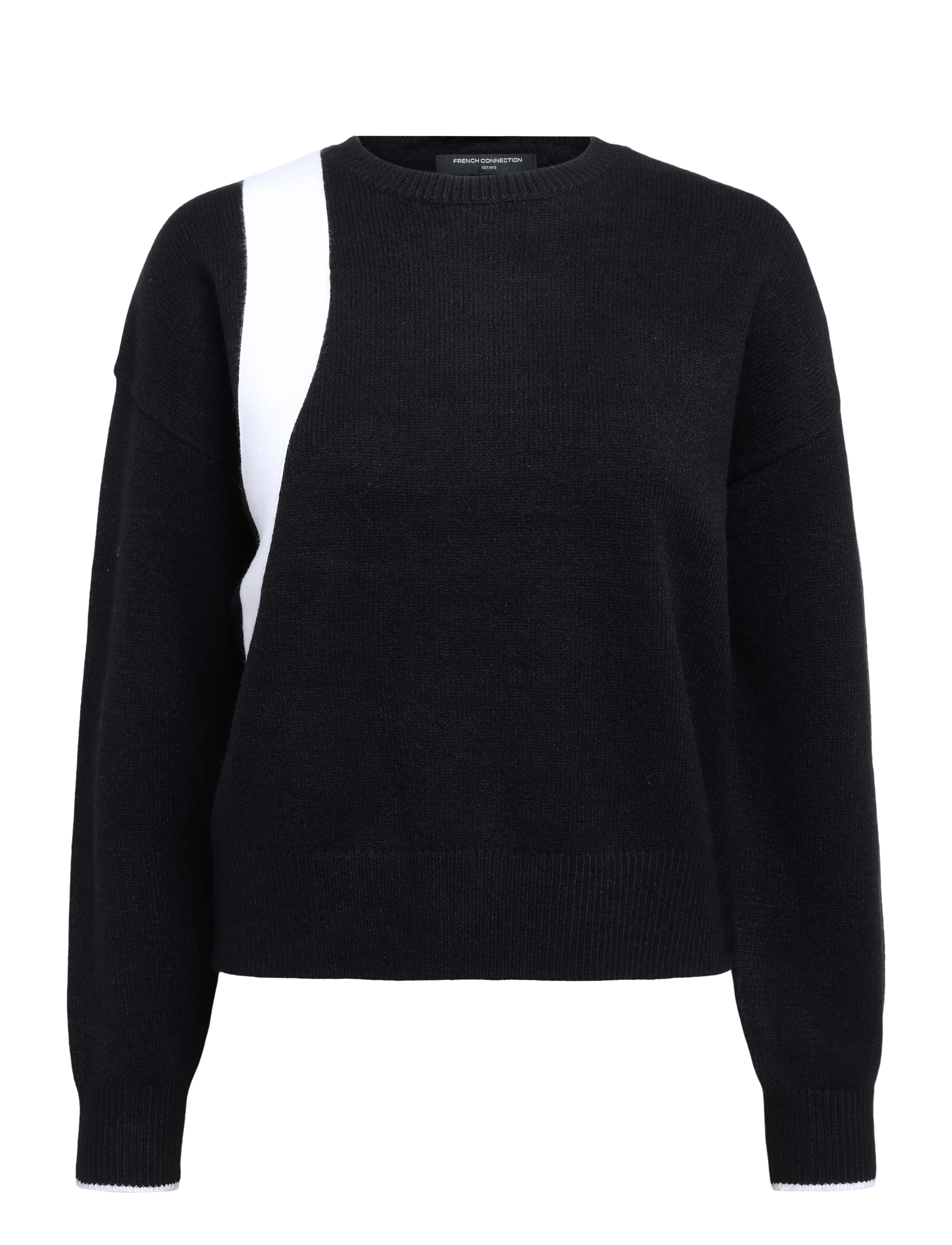 French Connection DAVAN BOW APLIQUE JUMPER - Strik - BLK/PORC CRM / black