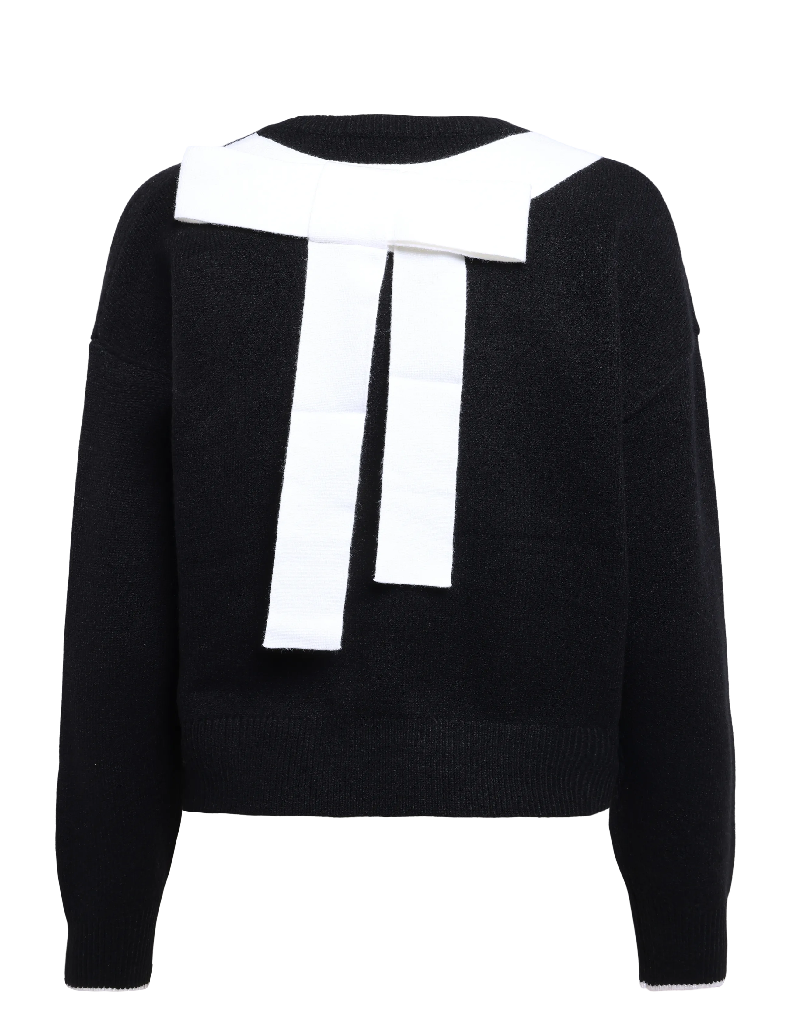 French Connection - DAVAN BOW APLIQUE JUMPER - herbstliche kleidung - blk/porc crm - 2