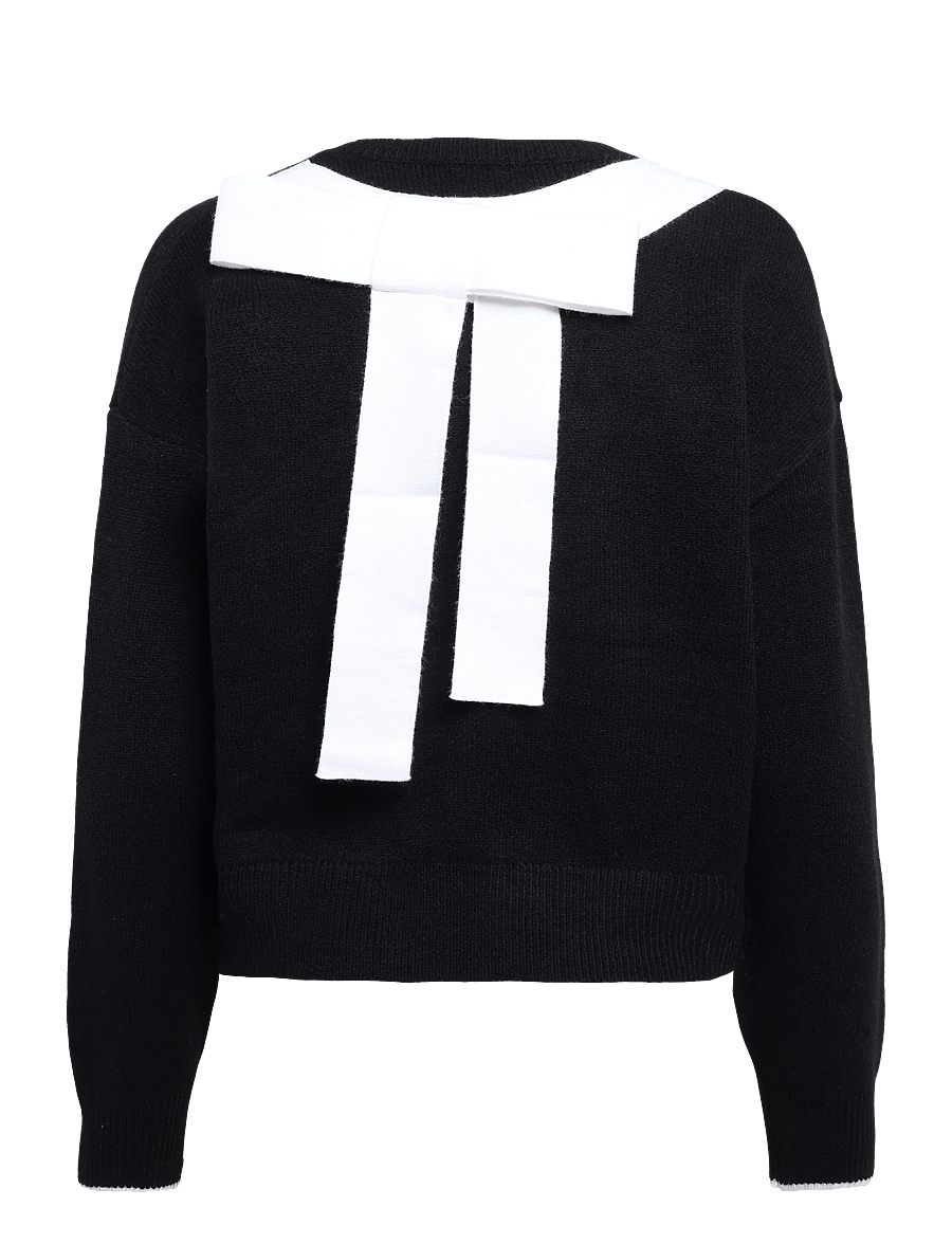 French Connection - DAVAN BOW APLIQUE JUMPER - neulepuserot - blk/porc crm - 2