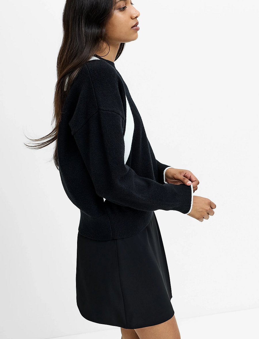 French Connection - DAVAN BOW APLIQUE JUMPER - striktrøjer - blk/porc crm - 2