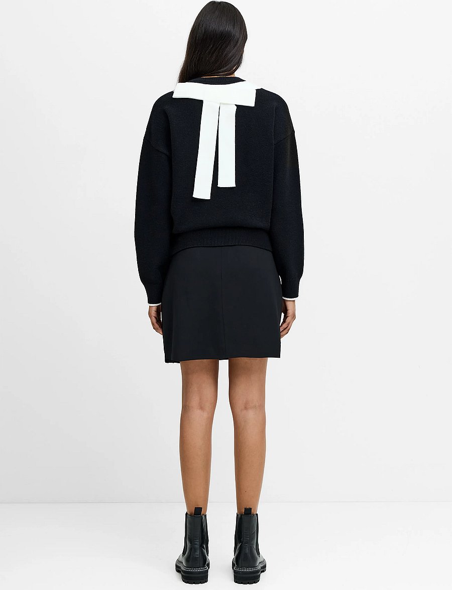 French Connection - DAVAN BOW APLIQUE JUMPER - striktrøjer - blk/porc crm - 3
