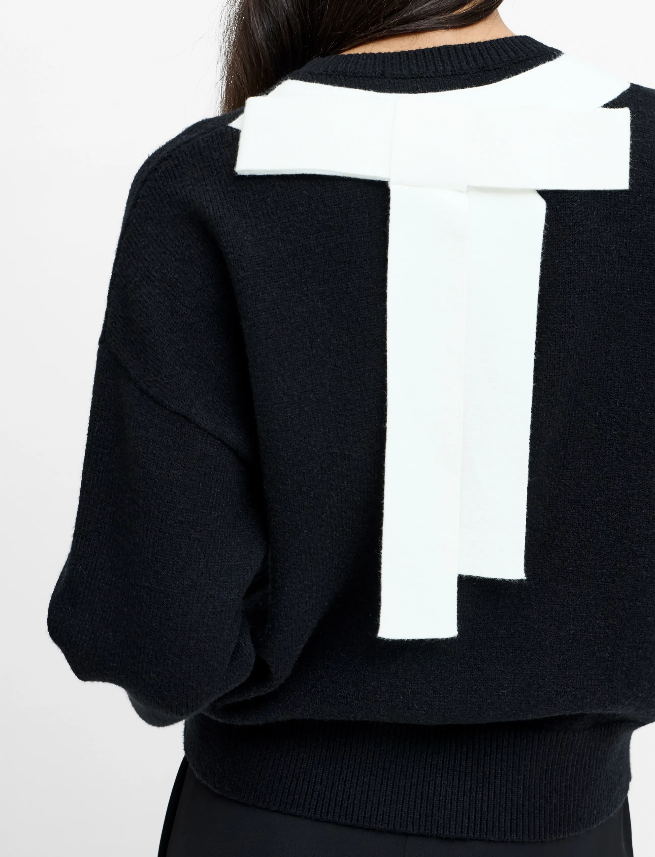 French Connection - DAVAN BOW APLIQUE JUMPER - striktrøjer - blk/porc crm - 4