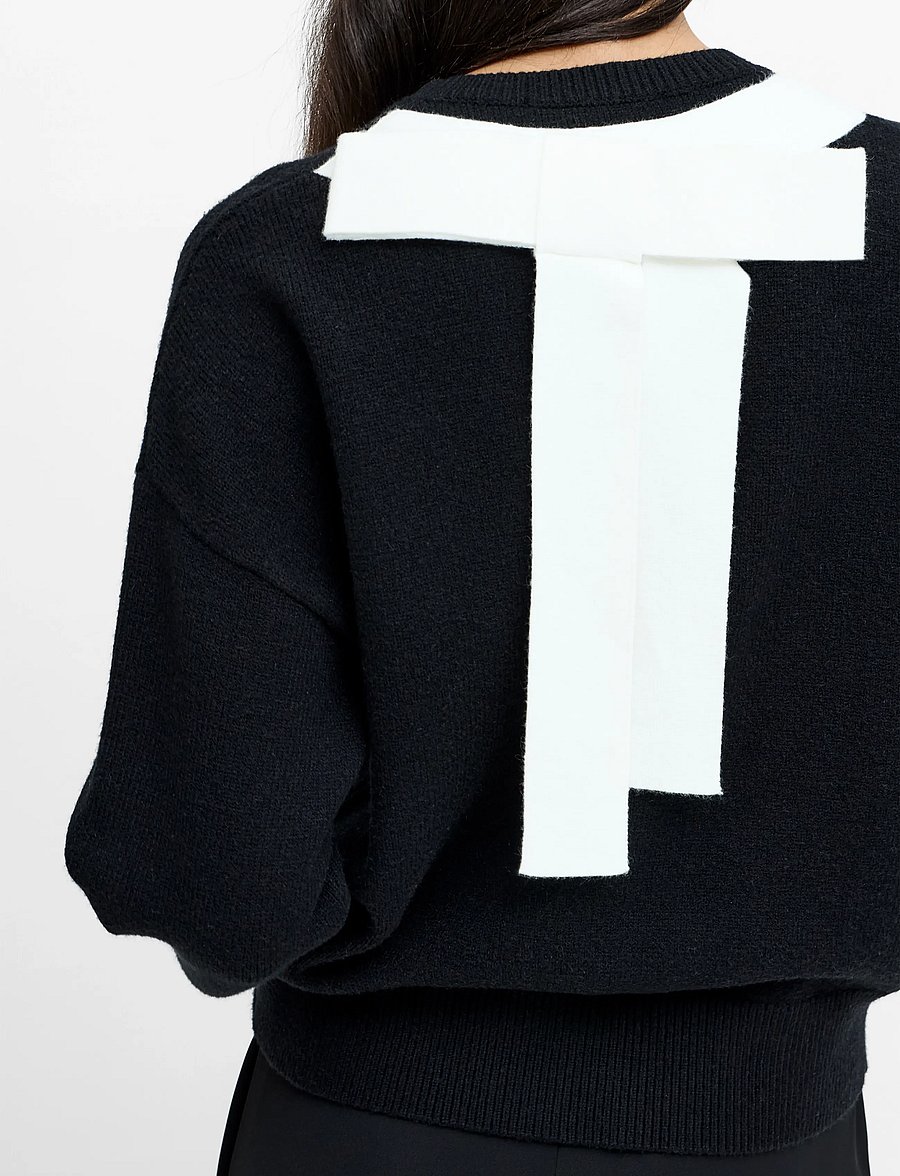 French Connection - DAVAN BOW APLIQUE JUMPER - striktrøjer - blk/porc crm - 4
