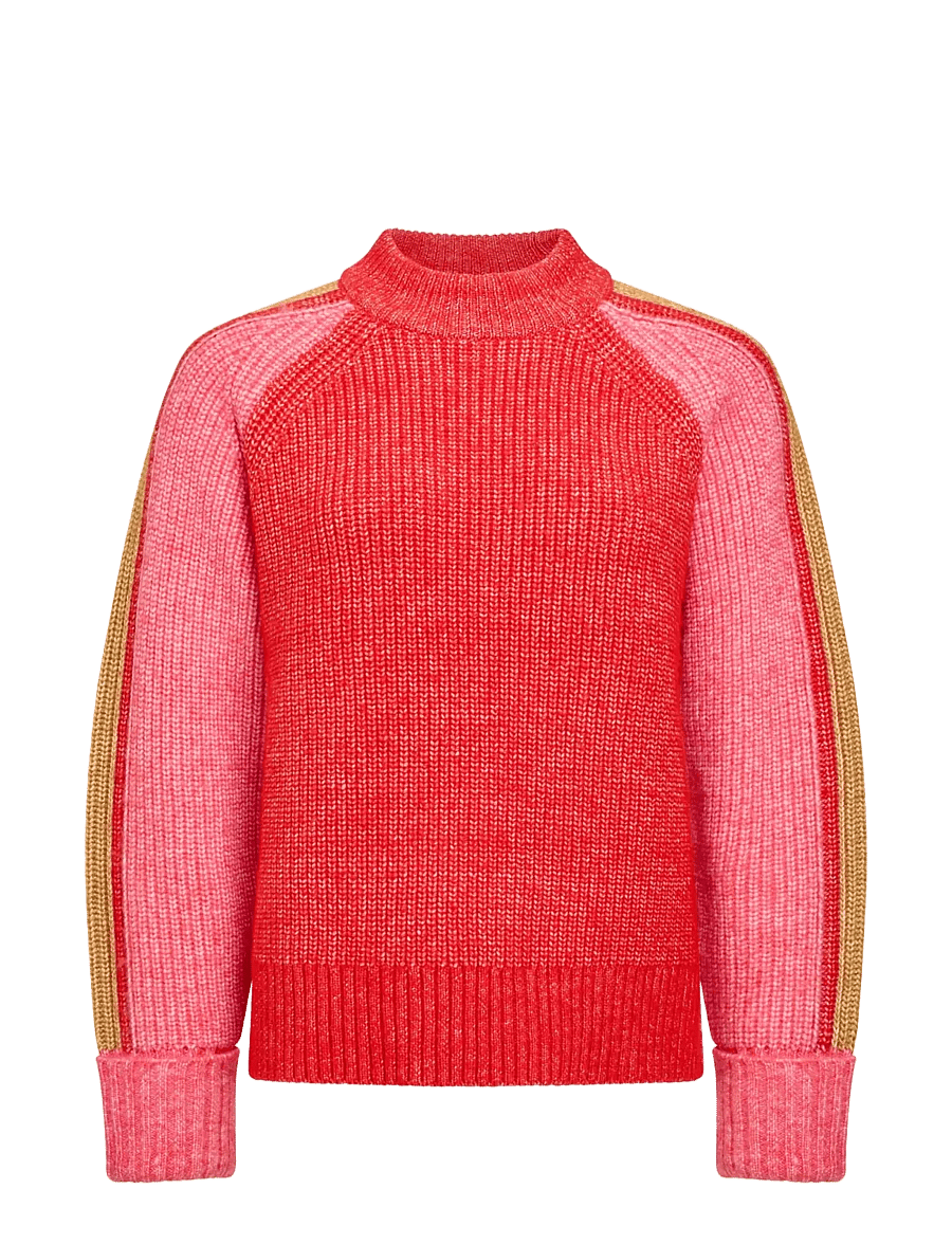 French Connection - KESSY TRI COLOUR RAGLAN JUMPER - jumpers - rouge red multi - 1