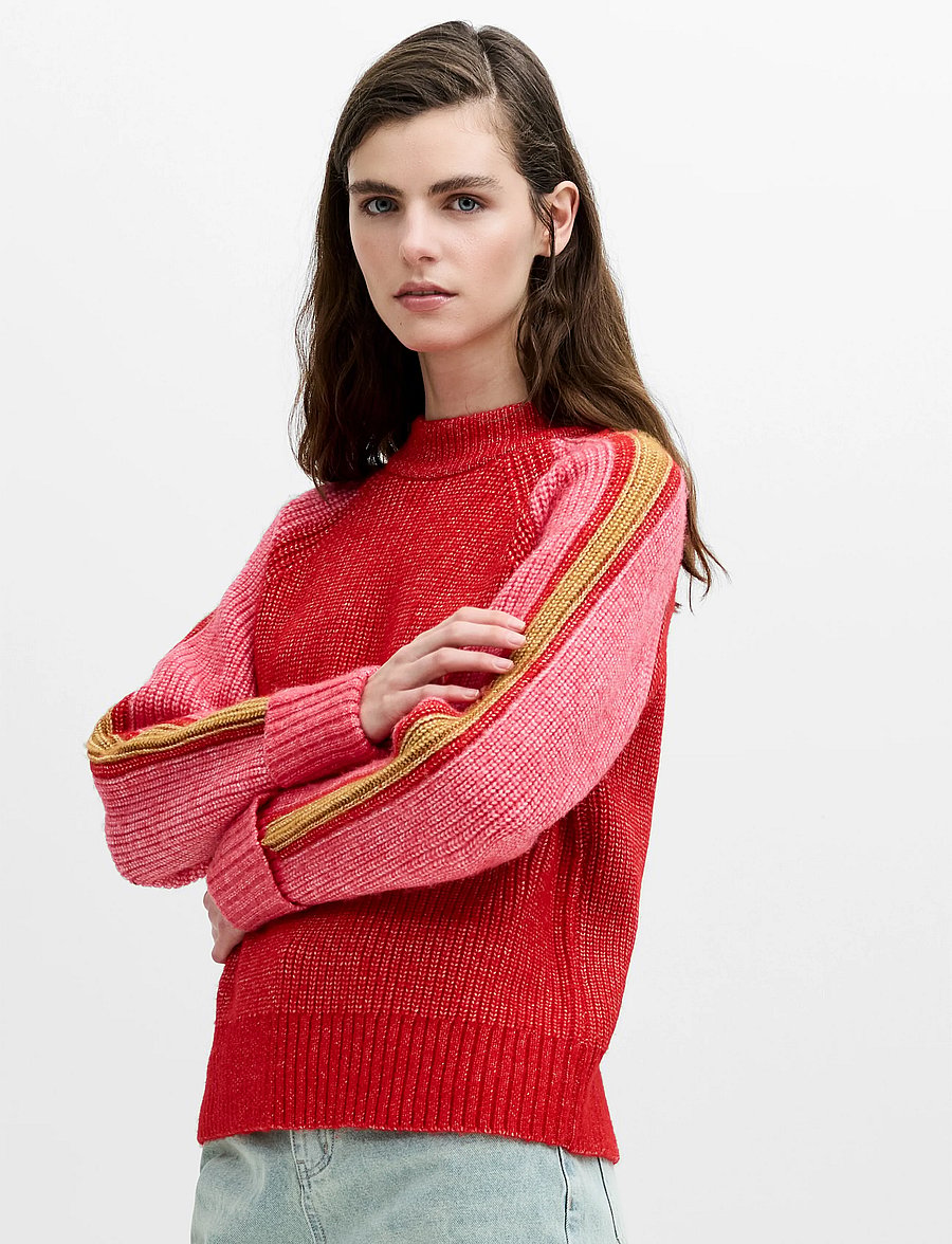 French Connection - KESSY TRI COLOUR RAGLAN JUMPER - jumpers - rouge red multi - 0