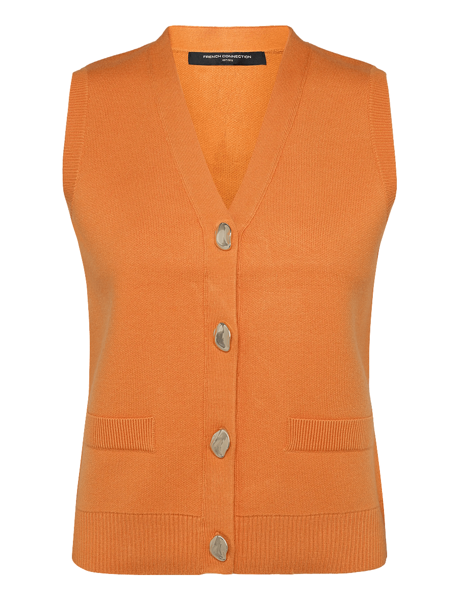 French Connection - MISSY KNIT WAISTCOAT - kootud vestid - saffron orange - 1
