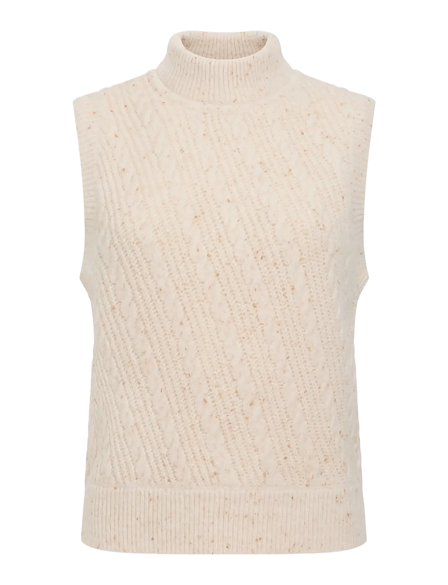 French Connection - CHARLENE LOFTY CABLE VEST - cashew neutral - 1