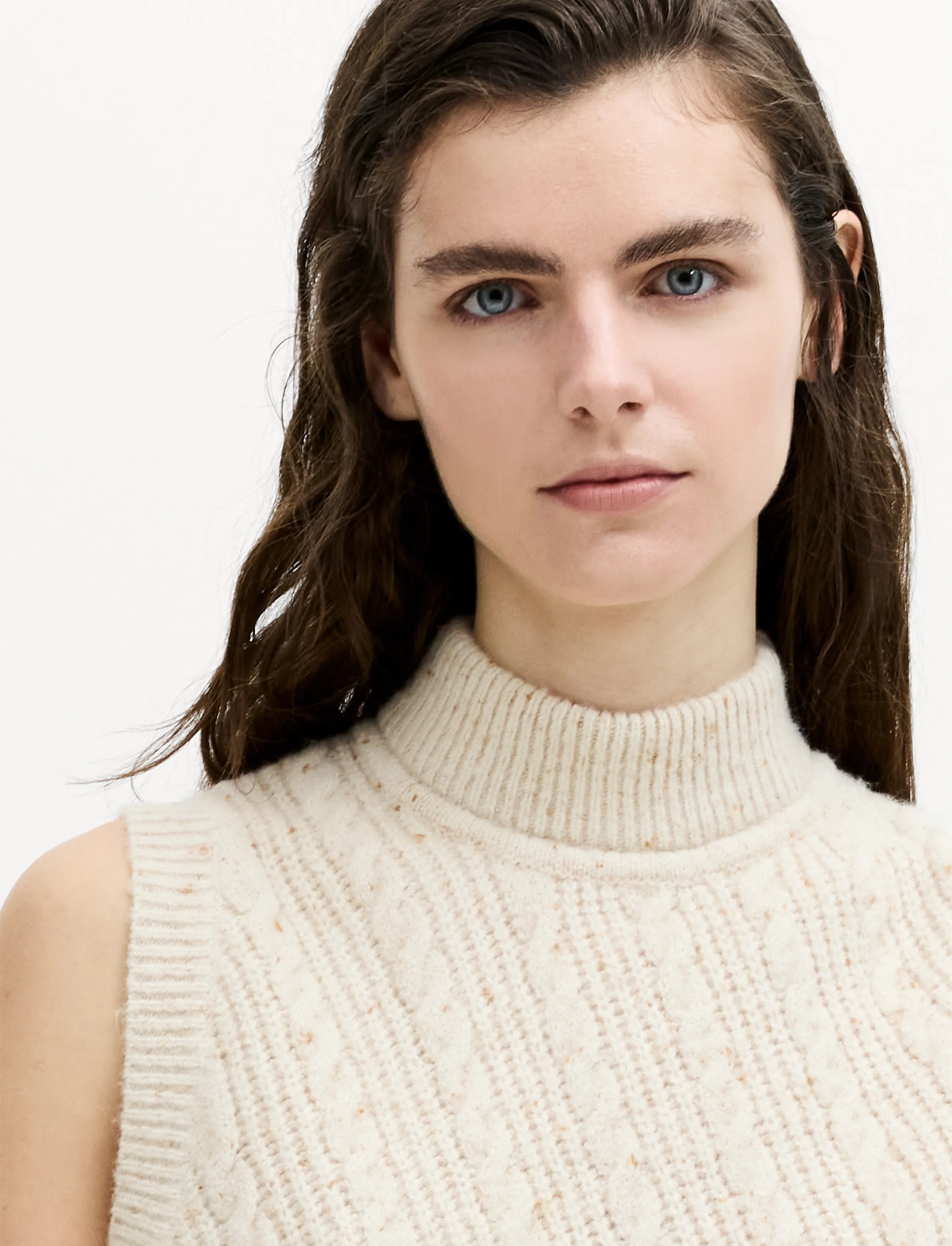 French Connection - CHARLENE LOFTY CABLE VEST - cashew neutral - 2