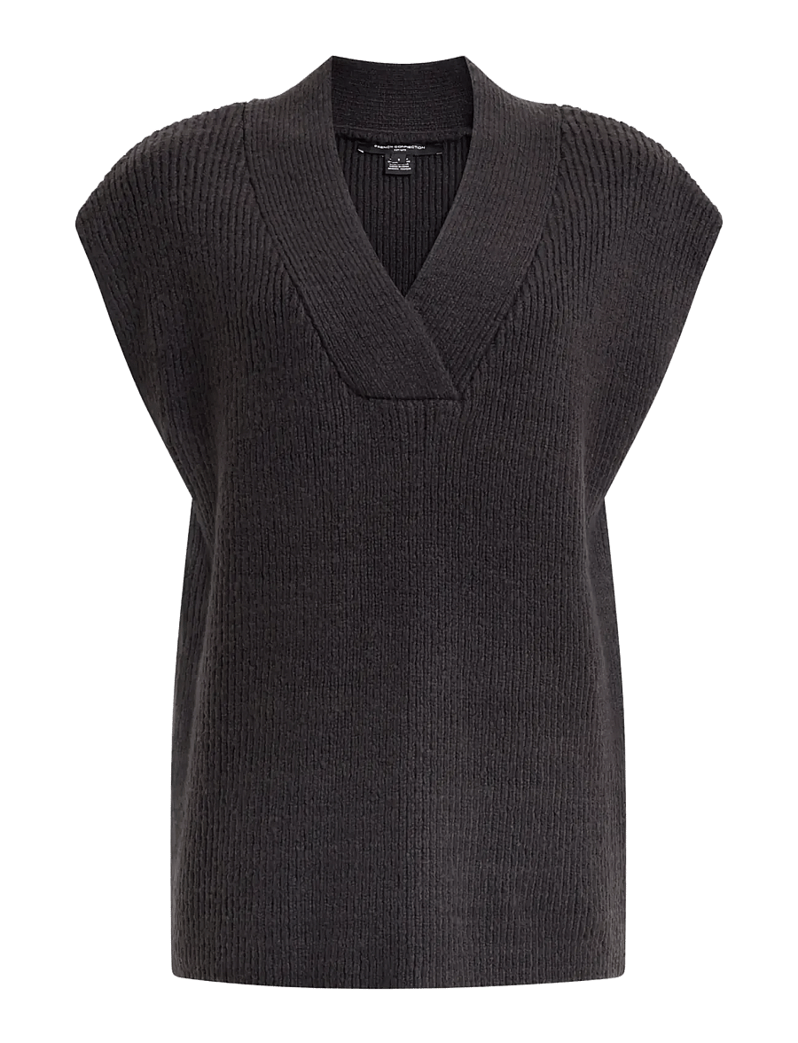 French Connection - JUNIA V NECK VEST - strikveste - graphite grey - 1