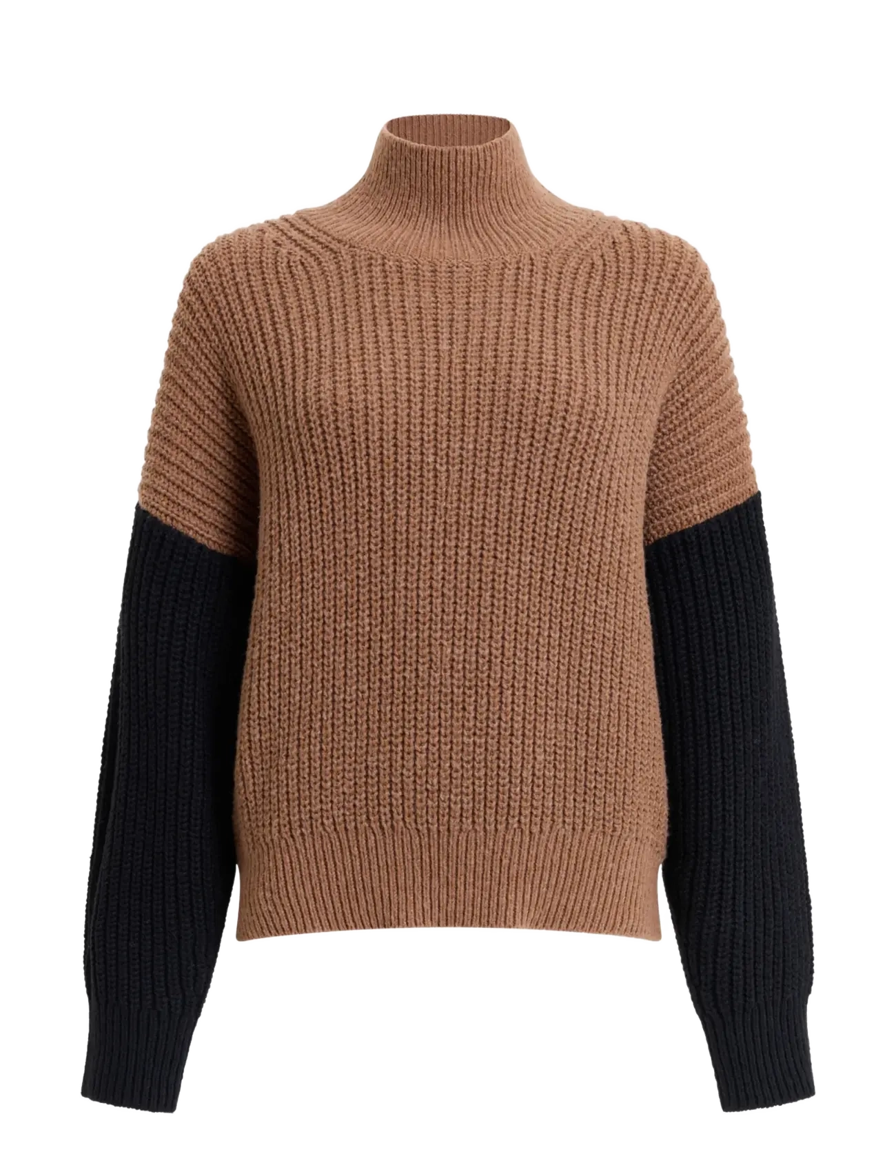 French Connection IONA KNIT COLOUR BLOCK JUMPER - Jumpers - BLACK/TOFFEE BROWN / brown