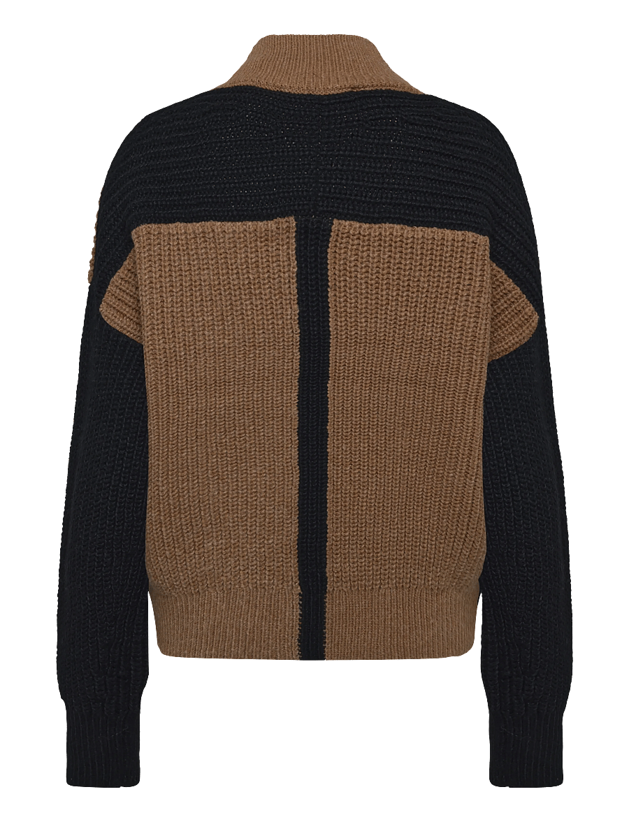 French Connection - IONA KNIT COLOUR BLOCK JUMPER - kampsunid - black/toffee brown - 2