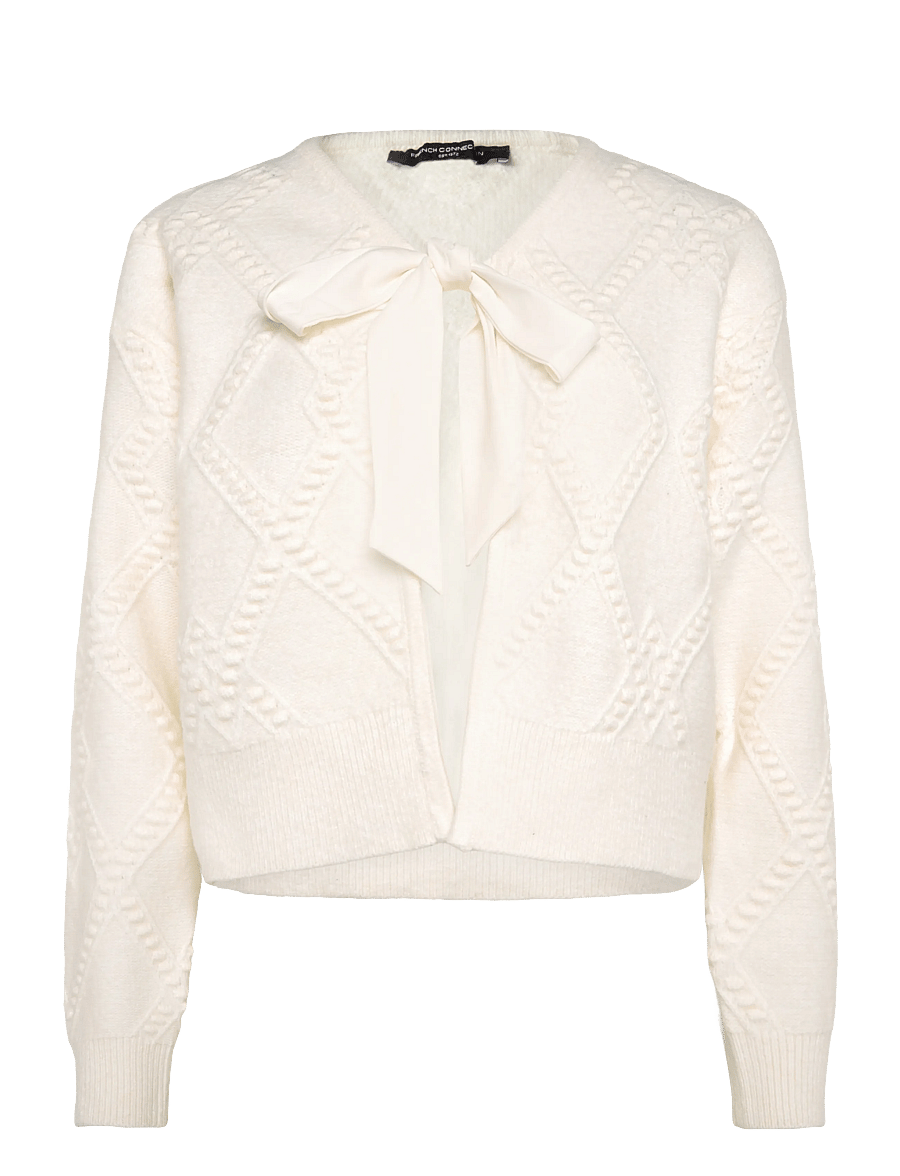 French Connection - KITTLE BOBBLE SCARF TIE TOP - stickade tröjor - porcelain cream - 1