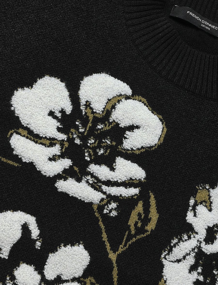 French Connection - ORIANA FLORAL NECK JUMPER - striktrøjer - blk/khaki grn multi - 5