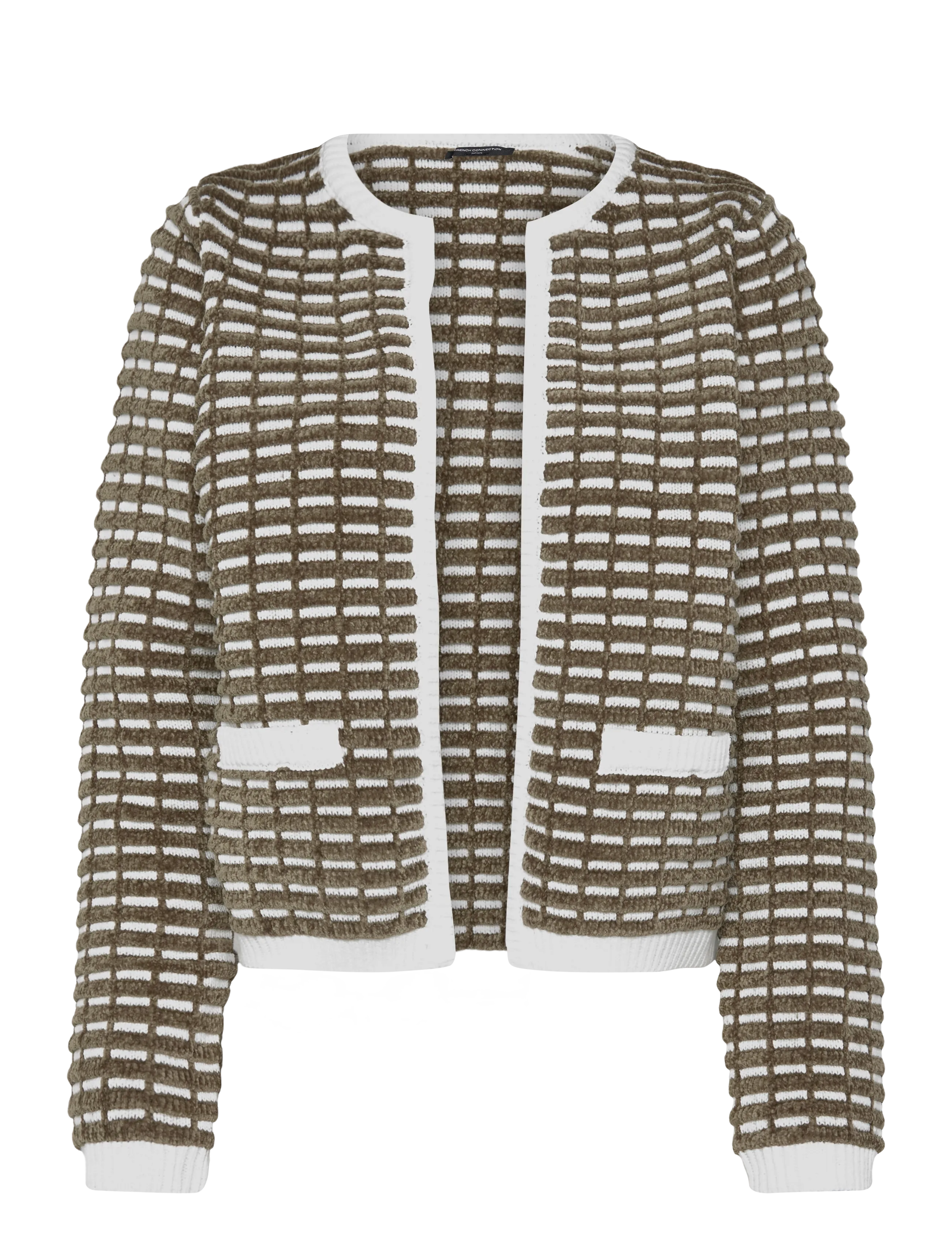 French Connection DION NOAR EDGE TO EDGE CARDIGAN - Strik - KHAKI GRN/PORC CRM / khaki/green