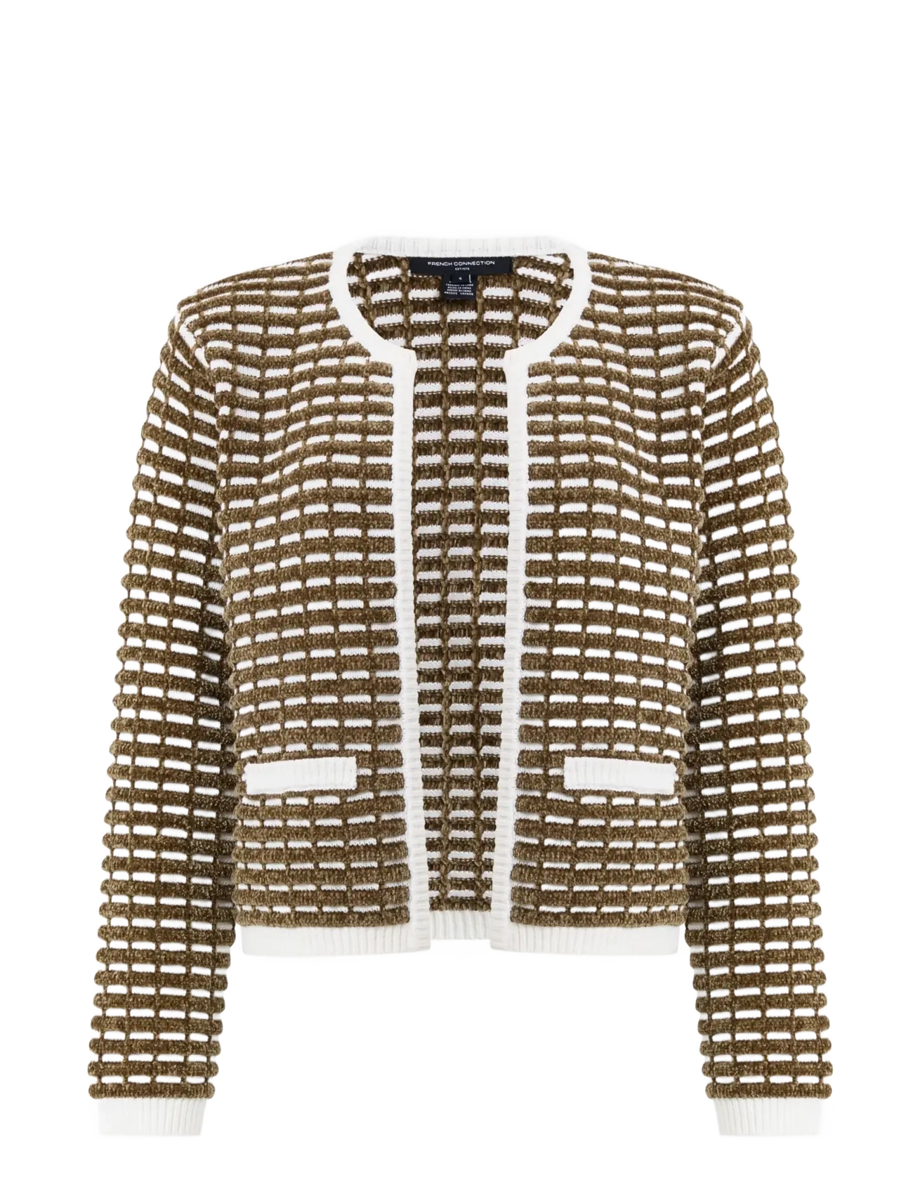 French Connection DION NOAR EDGE TO EDGE CARDIGAN - Cardigans - KHAKI GRN/PORC CRM / khaki/green
