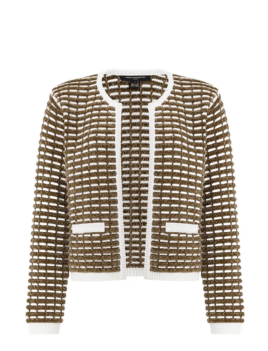 French Connection - DION NOAR EDGE TO EDGE CARDIGAN - khaki grn/porc crm - 1