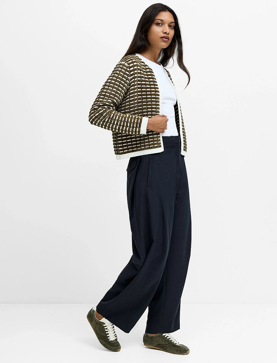 French Connection - DION NOAR EDGE TO EDGE CARDIGAN - khaki grn/porc crm - 0