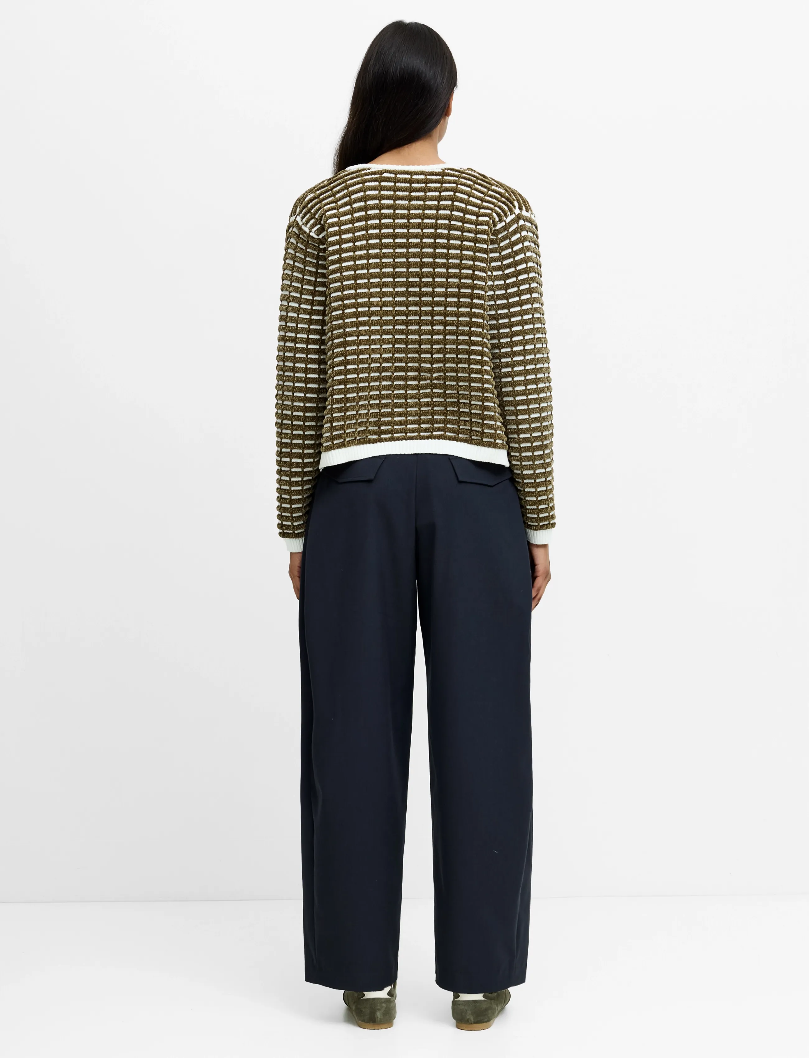 French Connection - DION NOAR EDGE TO EDGE CARDIGAN - khaki grn/porc crm - 4