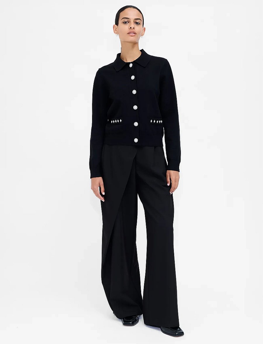 French Connection - ELLARIA PEARL TRIM CARDIGAN - cardigans - black - 0
