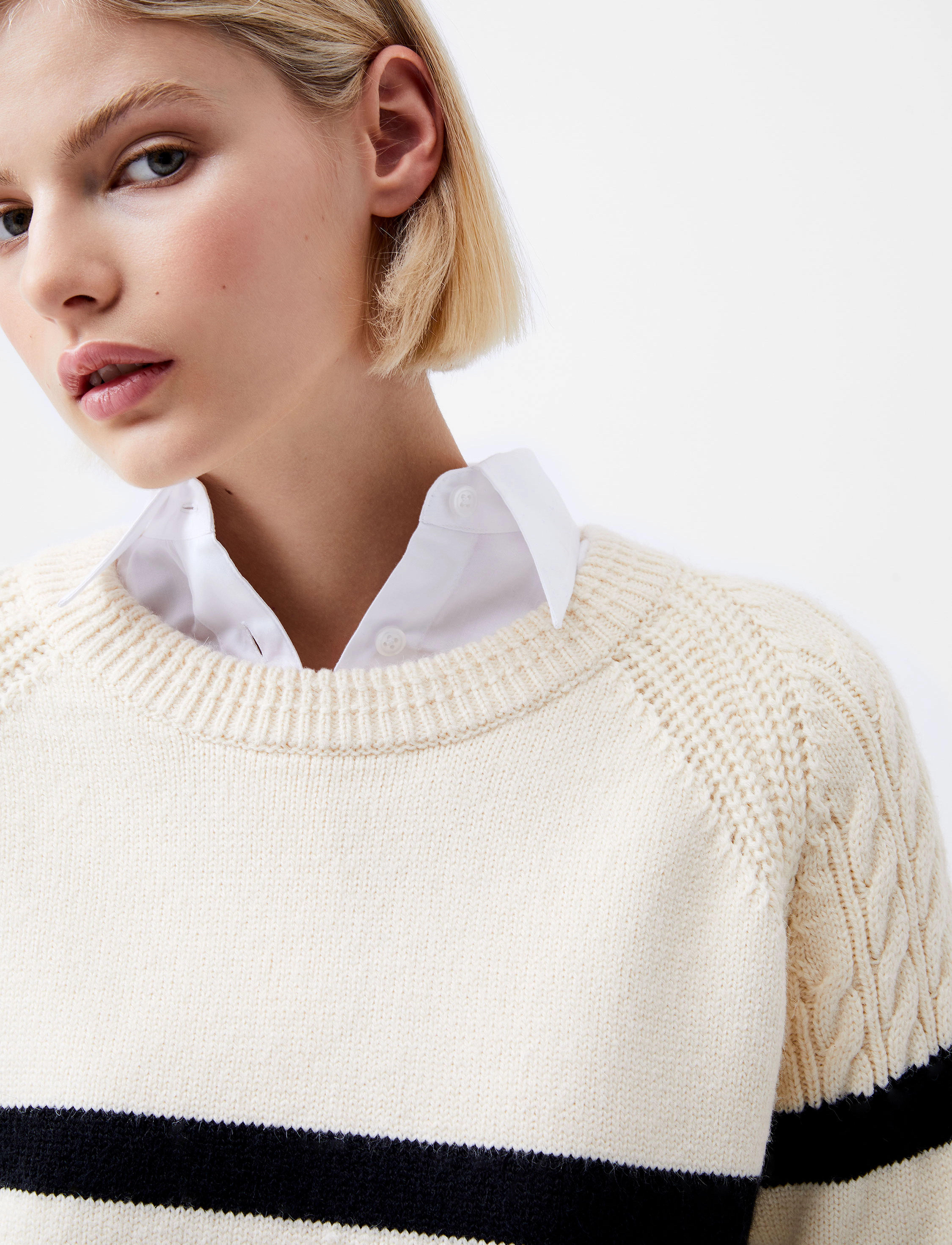 French Connection - QUINLEY STRIPE JUMPER - classic cream/blacko - 3