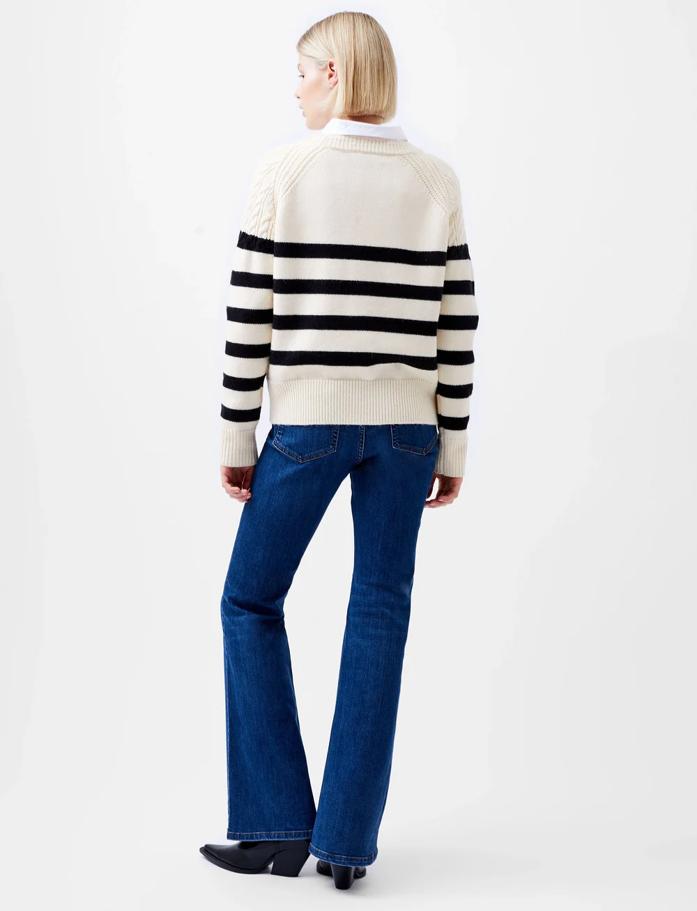 French Connection - QUINLEY STRIPE JUMPER - striktrøjer - classic cream/blacko - 4