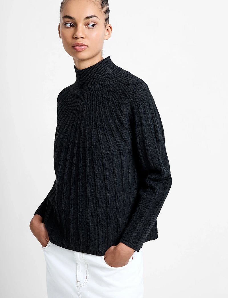 French Connection - KEZIA RECYCLED MOCK RIB JUMPER - striktrøjer - black - 3