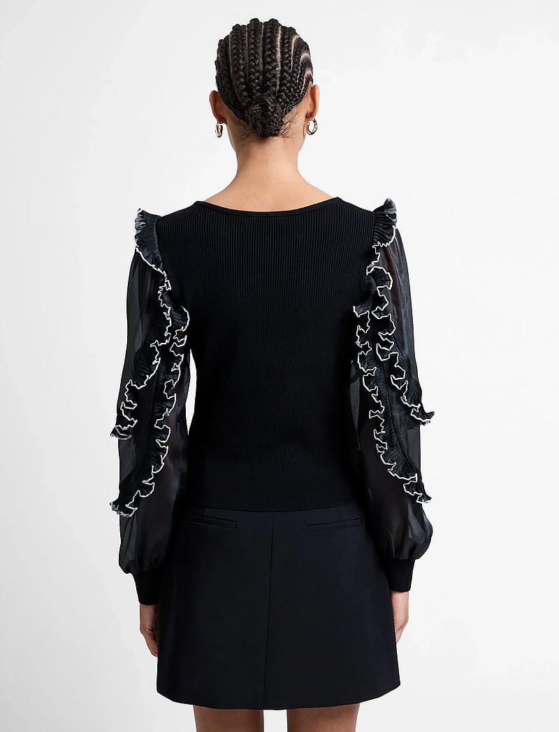 French Connection - KRISTA MIX RUFFLE TRIM SLV TOP - langärmlige blusen - blackout - 3