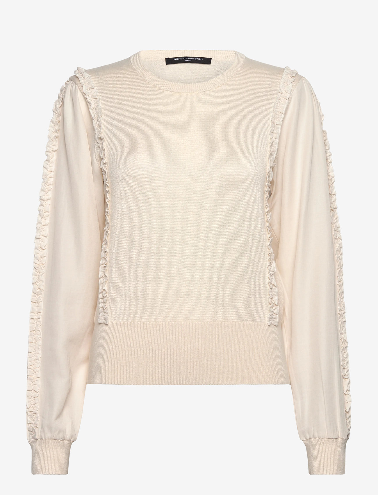 French Connection - KRISTA MIX RUFFLE SLV JUMPER - stickade tröjor - porcelain cream - 1