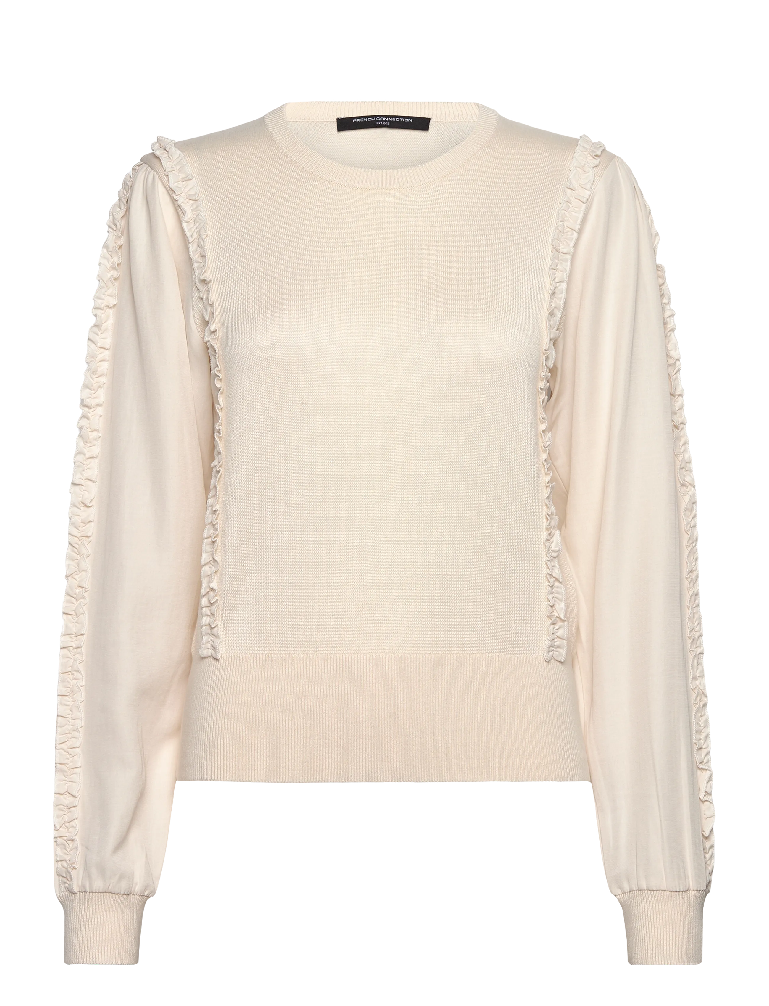 French Connection KRISTA MIX RUFFLE SLV JUMPER - Transitional Layering - PORCELAIN CREAM / cream