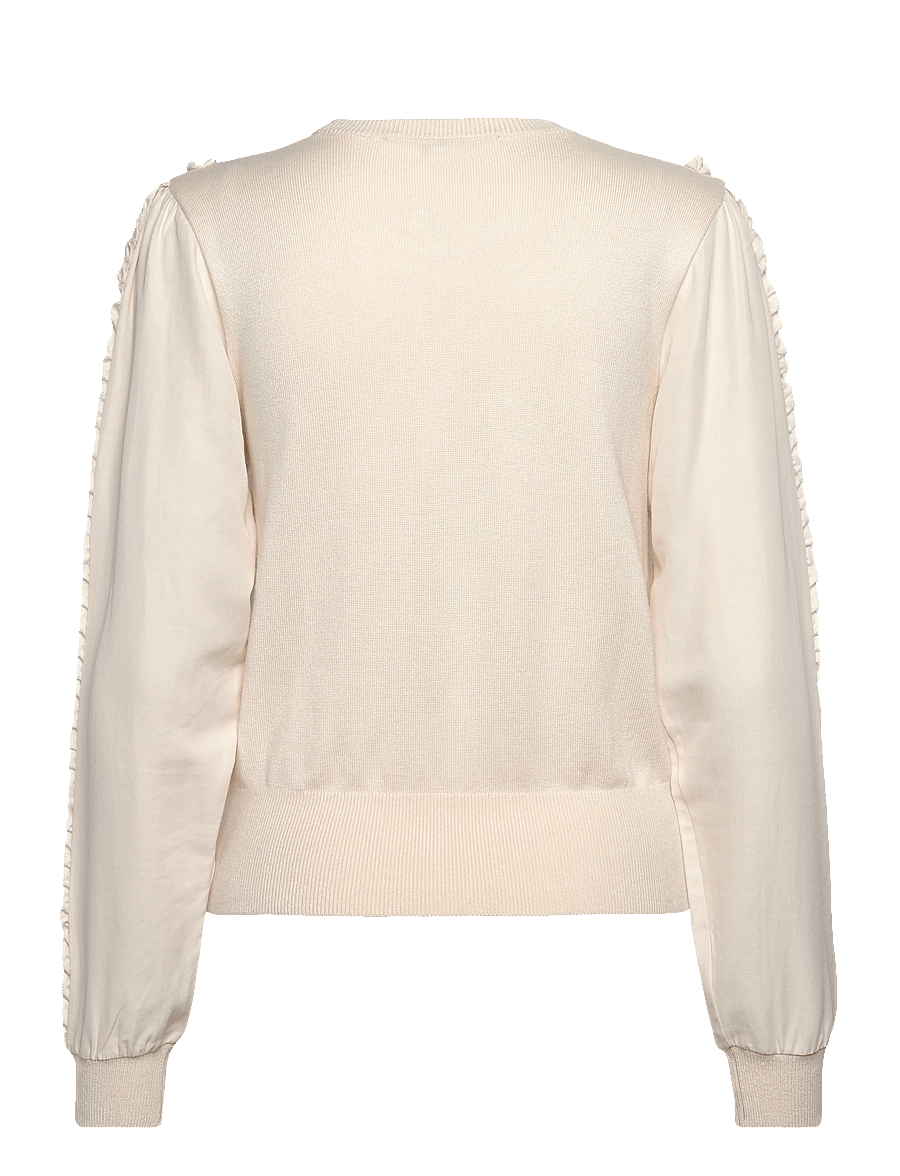 French Connection - KRISTA MIX RUFFLE SLV JUMPER - stickade tröjor - porcelain cream - 2