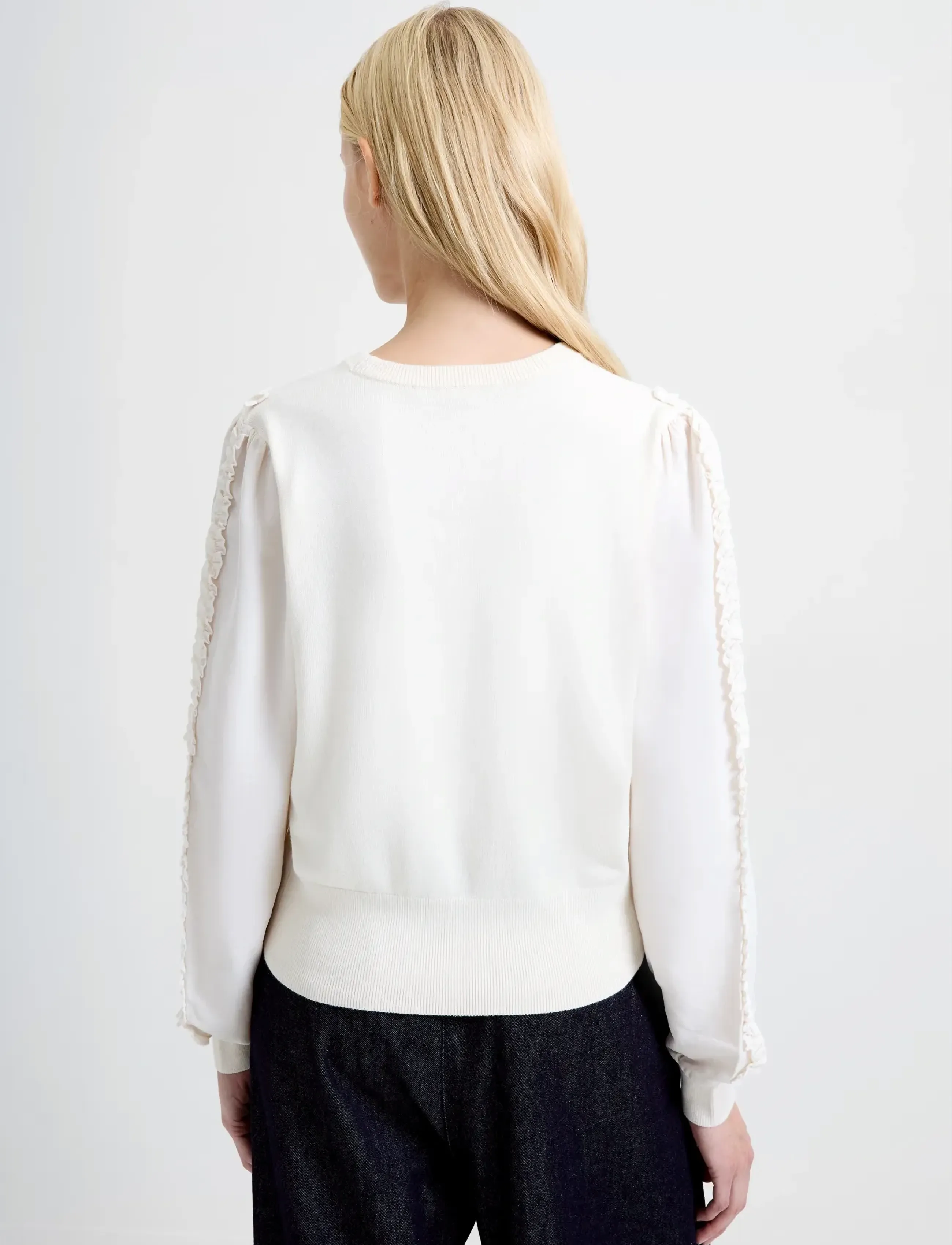 French Connection - KRISTA MIX RUFFLE SLV JUMPER - jumpers - porcelain cream - 4