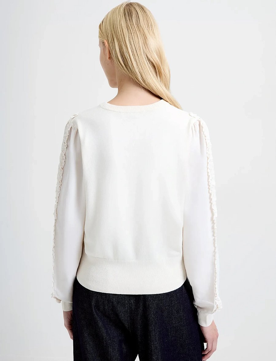 French Connection - KRISTA MIX RUFFLE SLV JUMPER - stickade tröjor - porcelain cream - 4