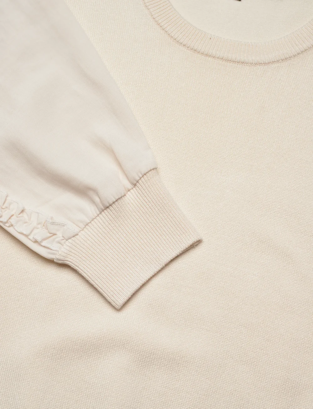 French Connection - KRISTA MIX RUFFLE SLV JUMPER - stickade tröjor - porcelain cream - 2