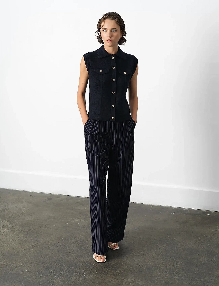 French Connection - ROLAND KNIT COLLARED GILET - strikveste - indigo - 0