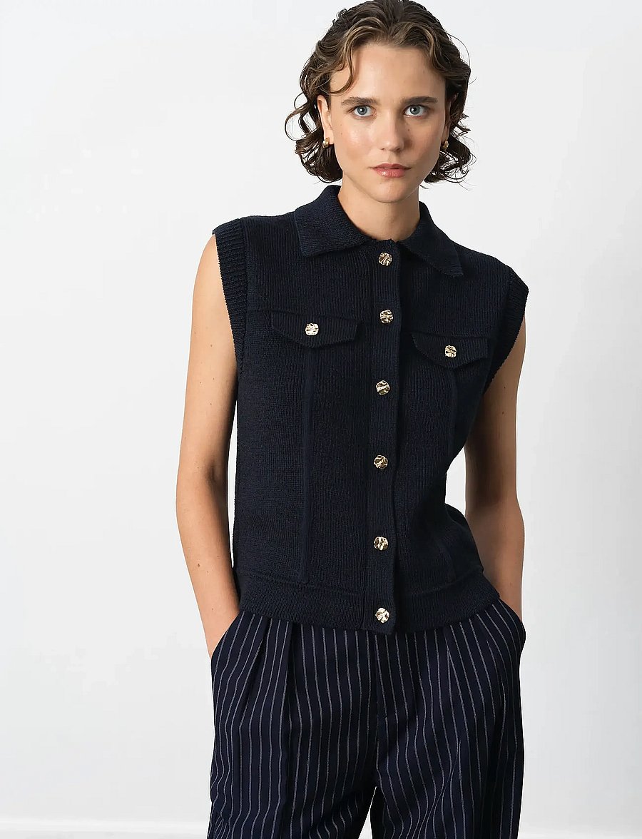 French Connection - ROLAND KNIT COLLARED GILET - strikveste - indigo - 3