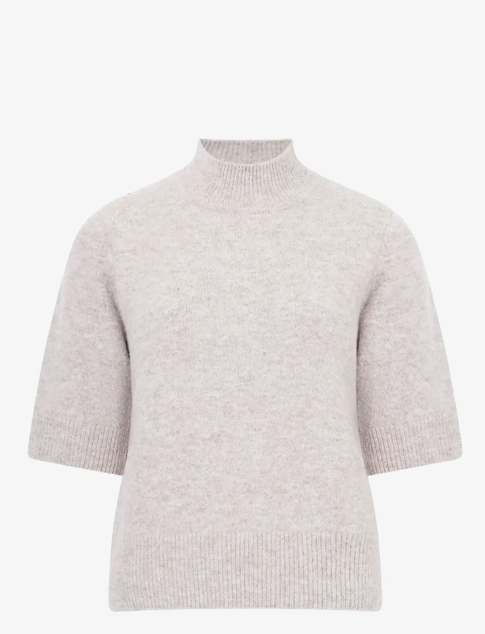 French Connection - KEZIA S/S MOCK NK TOP - stickade tröjor - almond neutral - 1