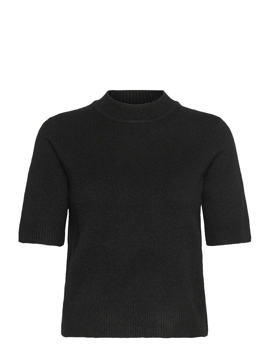 French Connection - KEZIA S/S MOCK NK TOP - stickade tröjor - black - 1