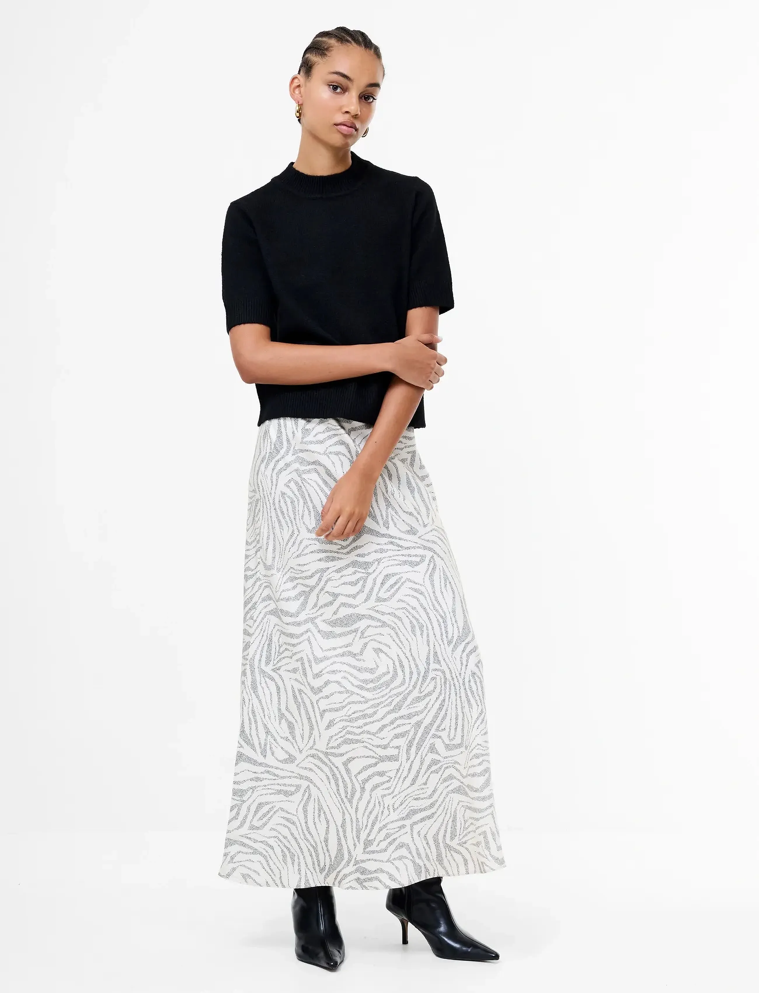 French Connection Kezia S/S Mock Nk Top, M, Black, Strik > Trøjer, Dame