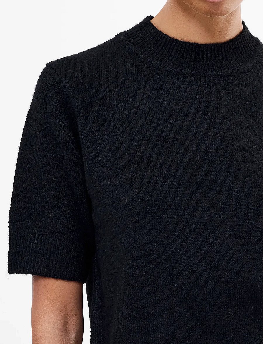 French Connection - KEZIA S/S MOCK NK TOP - stickade tröjor - black - 3