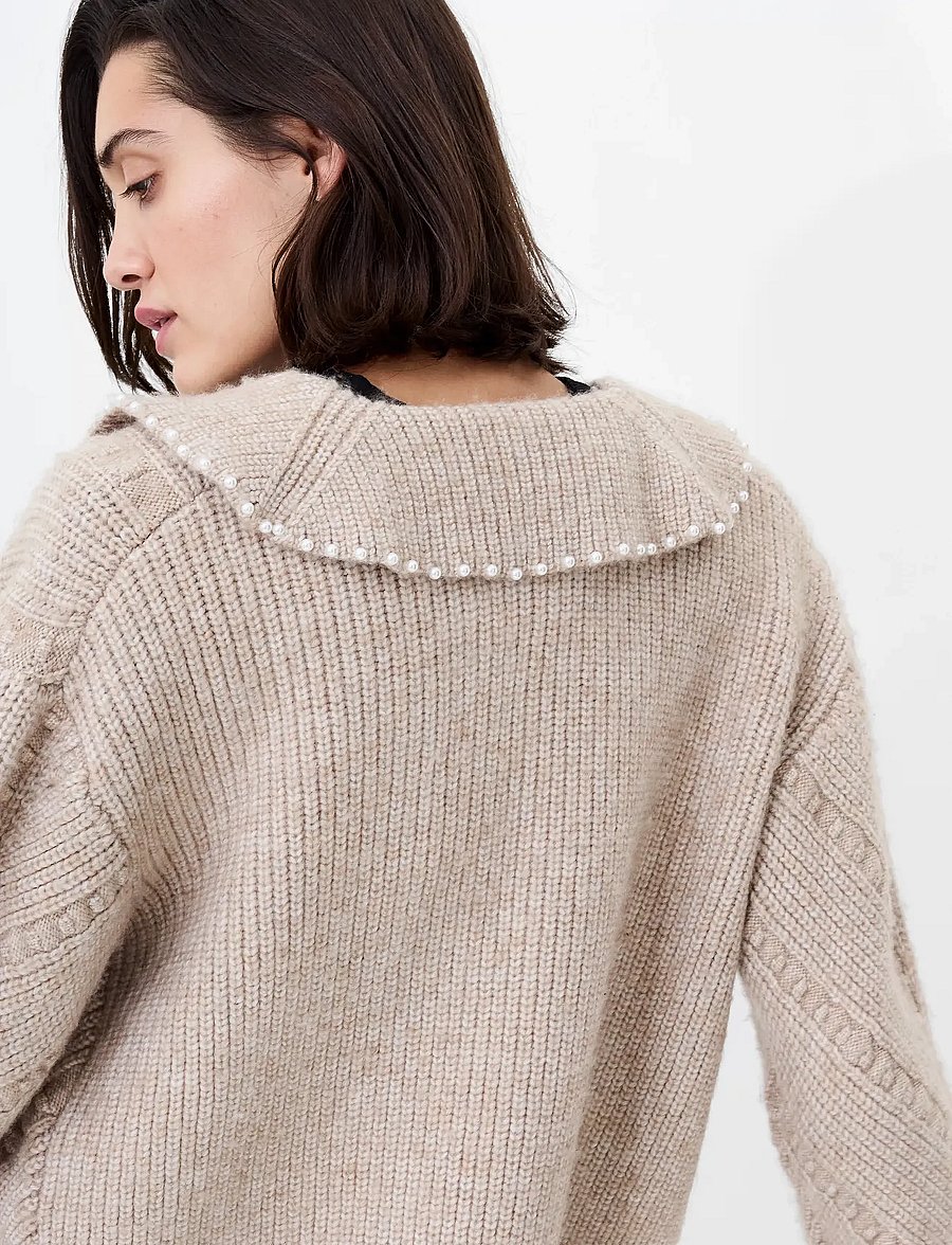 French Connection - KITTY PEARL LS CARDIGAN - kardiganid - almond neutral - 3