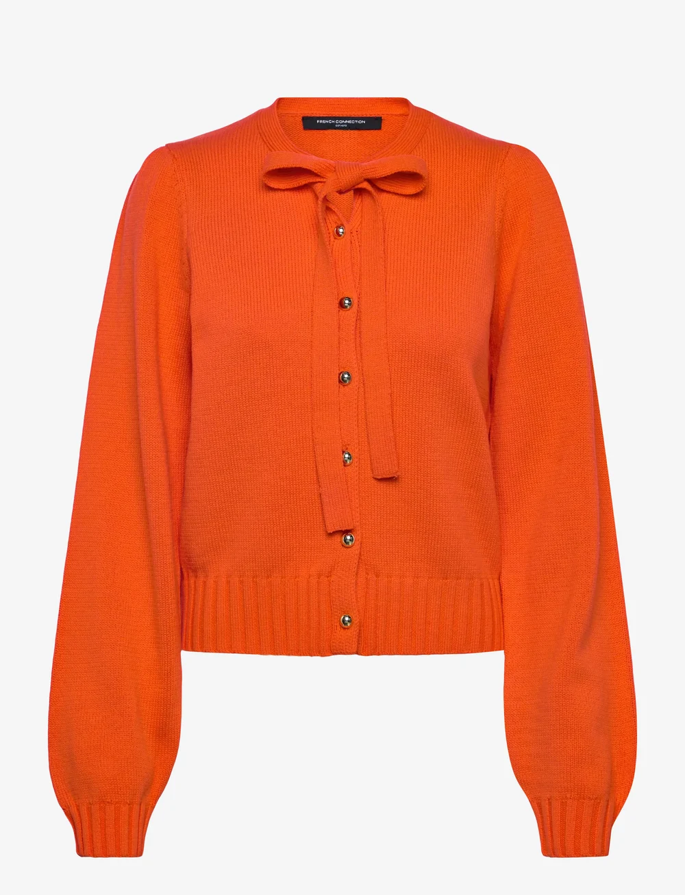 French Connection - VARLI LS TIE NK CARDIGAN - cardigans - flame orange - 1