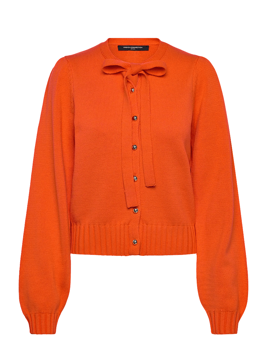 French Connection - VARLI LS TIE NK CARDIGAN - gilets - flame orange - 1