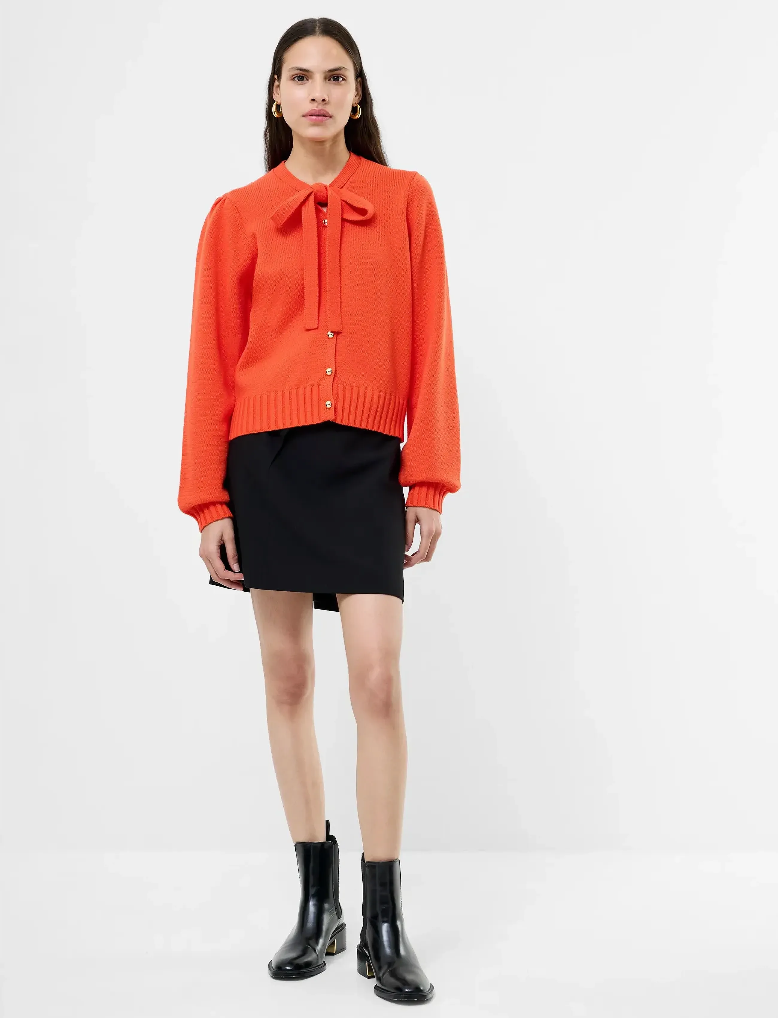 French Connection Varli Ls Tie Nk Cardigan, XS, Knitwear, Orange - Cardigans, Frauen
