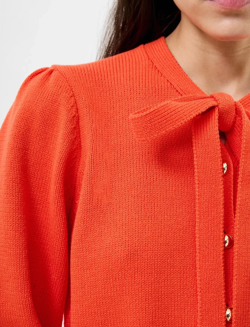 French Connection - VARLI LS TIE NK CARDIGAN - cardigans - flame orange - 4